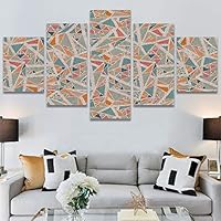 SIGNWIN 5 Panel Canvas Wall Art Modern Art Contemporary Dramatic Geometric Mixed Media Multicolor Patterns for Home Decorations Ready to Hang - 60