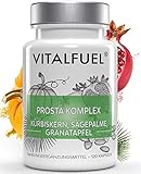 Vitalfuel® NEU Prosta Komplex | 120 Kapseln pro Dose | Kürbiskernextrakt, Sägepalmenextrakt & Granatapfelextrakt | Hochdosiert | 4 Monatsvorrat