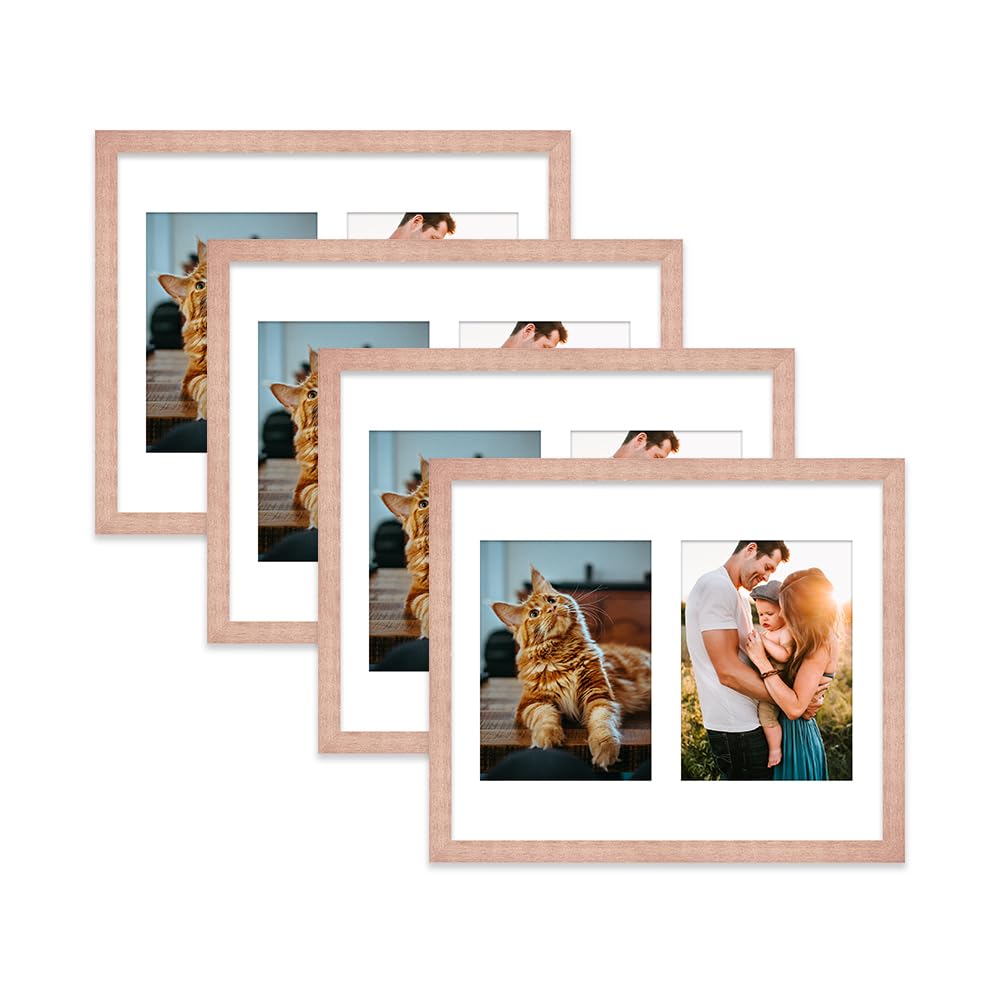 Bronze Multi Photo Frame - Holds 2 x 7x5 Pictures, Family Collage Picture Frame for Wall Display, 12x10 Frame size, Set of 4