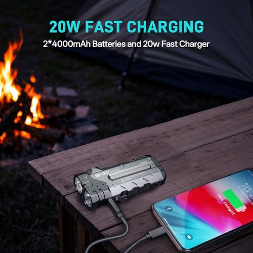 Image of LOOP GEAR SK05 PRO EDC Flashlight 4360 Lumens, 8000mAh Rechargeable LED Flashlight & PowerBank, 3-in-1 Lighting Modes (Flood /Spot /Side Light) for Camping, Hiking, Emergency,Outdoor (Aluminum Gray)