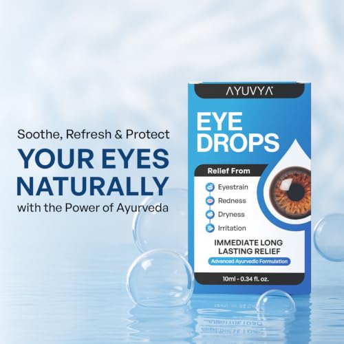Image of Ayuvya Ayurvedic Eye Drops, Cooling, Soothing & Refreshing Relief for Dry, Tired & Red Eyes, Ayurvedic Formula With Triphala, Honey & Rose, 10ml (Pack of 3) | As Seen on Shark Tank