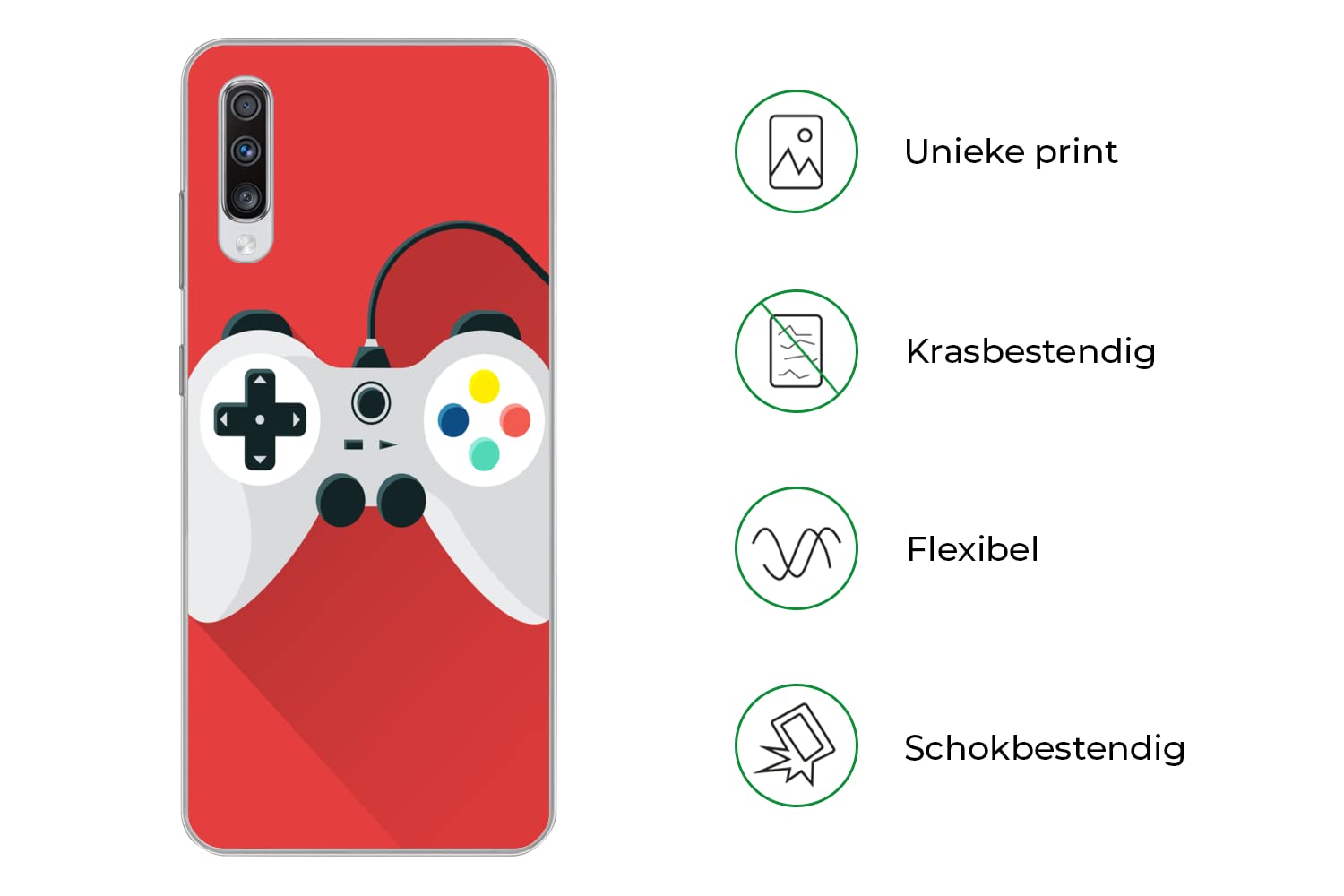 MuchoWow Funda para Samsung Galaxy A70 - Mando - Gaming - Rojo - Funda de Silicona/Funda Blanda para teléfono móvil