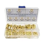 HVAZI 195PCS Metric M2 M2.5 M3 M4 M5 M6 M8 M10 Brass Hex Nuts Assortment Kit