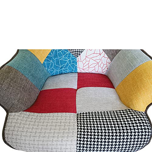 Lazyspace Accent Chair With Ottoman,Flax Patchwork Multicolor Armchair Sets Sofa Chair,Upholstered Barrel Armchair For Living Room Or Bedroom Multicolor Modern Lounge Armchair #TOP5