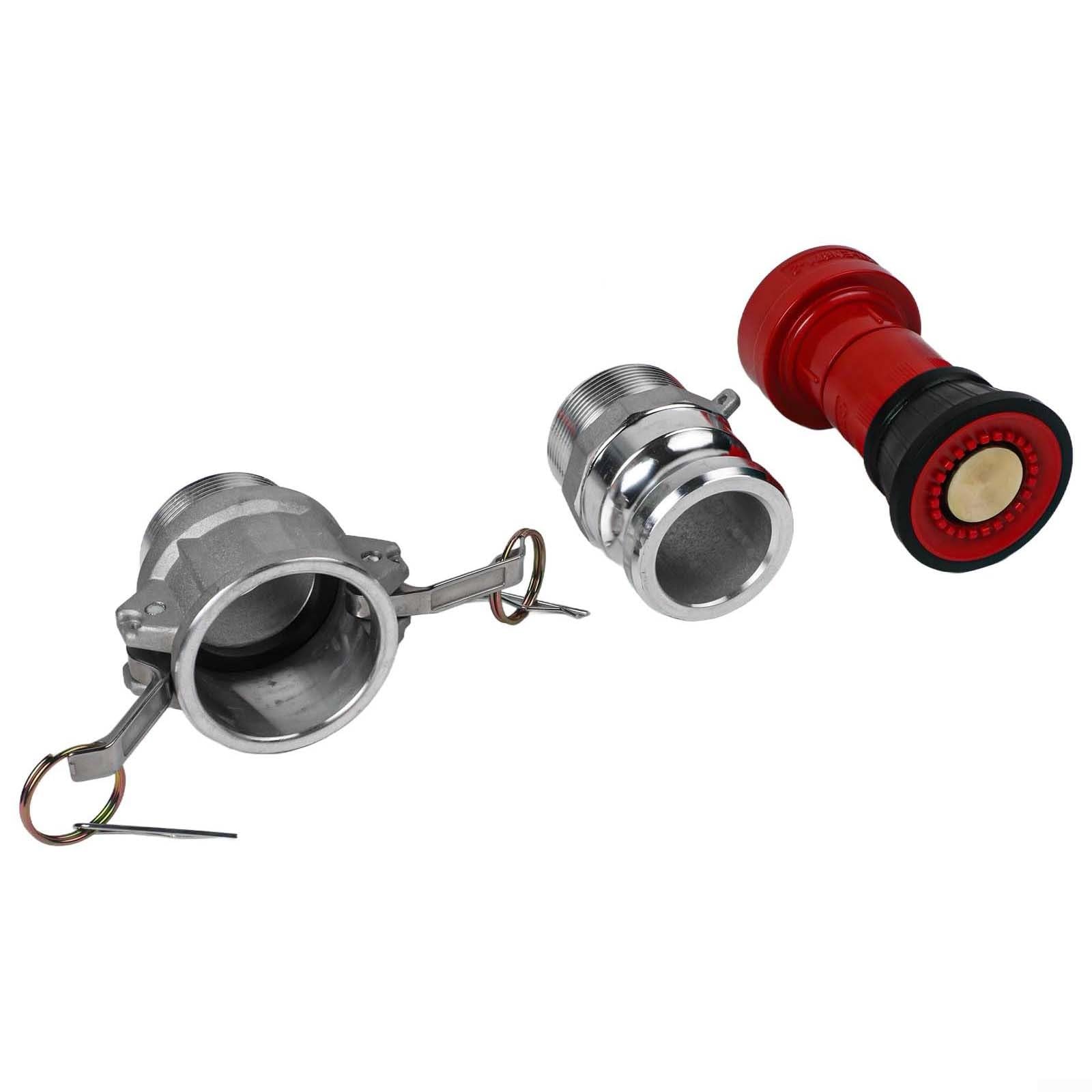 Buse de tuyau d'incendie de 5,1 cm en plastique et en aluminium avec deux raccords de verrouillage à came en aluminium de 5,1 cm pour une connexion rapide et une utilisation polyvalente