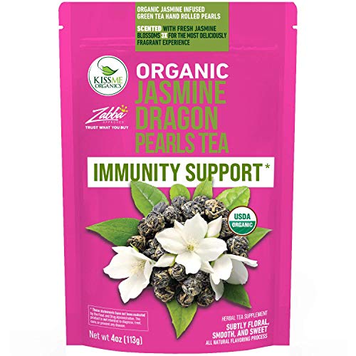 Jasmine Dragon Pearls Green Tea - Premium Flavor Organic Tea Jasmine Pearls Loose