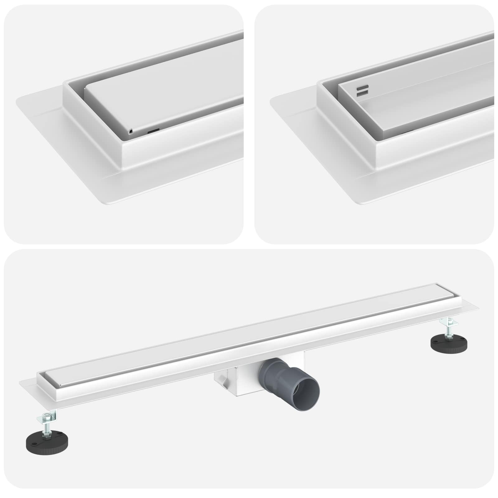 vidaXL Drenaggio Doccia 2 in 1 Argento 80 cm Acciaio Inox 304, Stile per Il Bagno, Scarico Doccia Moderno, Soluzione idraulica, Accessori per Il Controllo dell'Acqua
