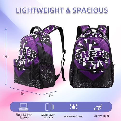 Image of Cheer Backpack for Cheerleaders, Cheerleading Gifts for Teams, Cheerleader Backpack for Women (Black&Purple)