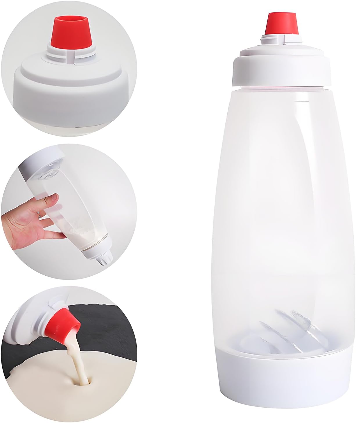 2-piece pancake batter dispenser with mixing ball, suitable for pancakes, crepes, waffles, pancakes, kataev cakes, cupcakes, etc