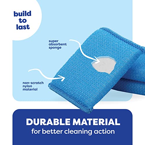 Image of SCRUBIT Multi-Purpose Dish Scrub Sponge, Non Scratch Scouring Pads, Cleaning Sponges for pots, Dishes, & Non-Stick Cookware - Pot Scrubber Sponges for Kitchen & Bathroom - 12 Pack Dish Sponge - Blue