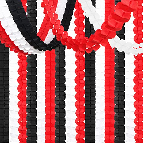 Image of Black White-Red Party-Decorations Streamers Garland - 157Ft Graduation Four-Leaf Clover Hanging Banner,Men Boys Birthday Wedding Baby Bridal Shower Family Gathering Event Supplies Decor Hugtmr