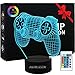 3D Lampe PS4 Lumières Icones Lampe Gamer Avec Télécommande - 16 Couleurs, Enfants Et Hommes Gamer Cadeaux D'Anniversaire Veilleuse 3d Lampe gaming deco Paques Cadeaux (gamepad)