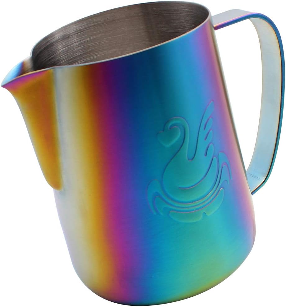 Dianoo Espresso Steaming Pitcher, Espresso Milk Frothing Pitcher Stainless Steel, Coffee jug, Latte Art Cup 20 OZ (600ML) Light Blue