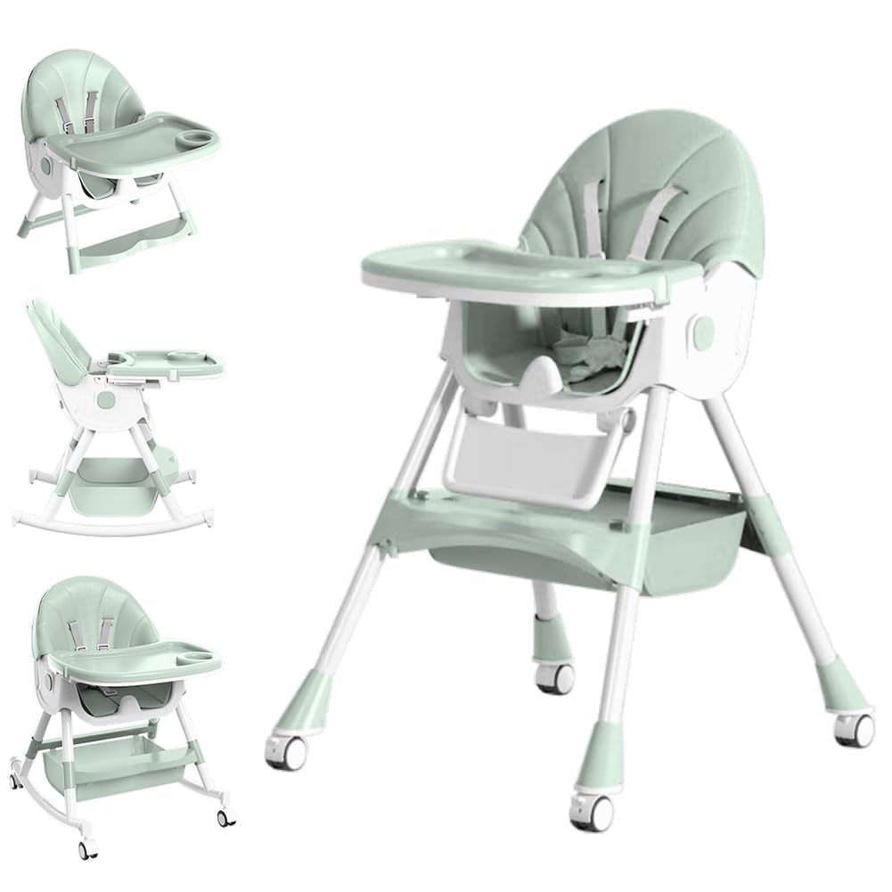 LBOYLOVE 4-in-1 Baby High Chair, Toddlers with Removable Tray and Adjustable Backrest & Height, High Chair Baby Feeding, Baby Eating Chair,Foldable Baby Dining Chair for 0-6Y Babies and Feeding