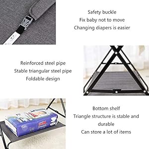 Foldable Portable Diaper Changing Table with Storage WhiteGray