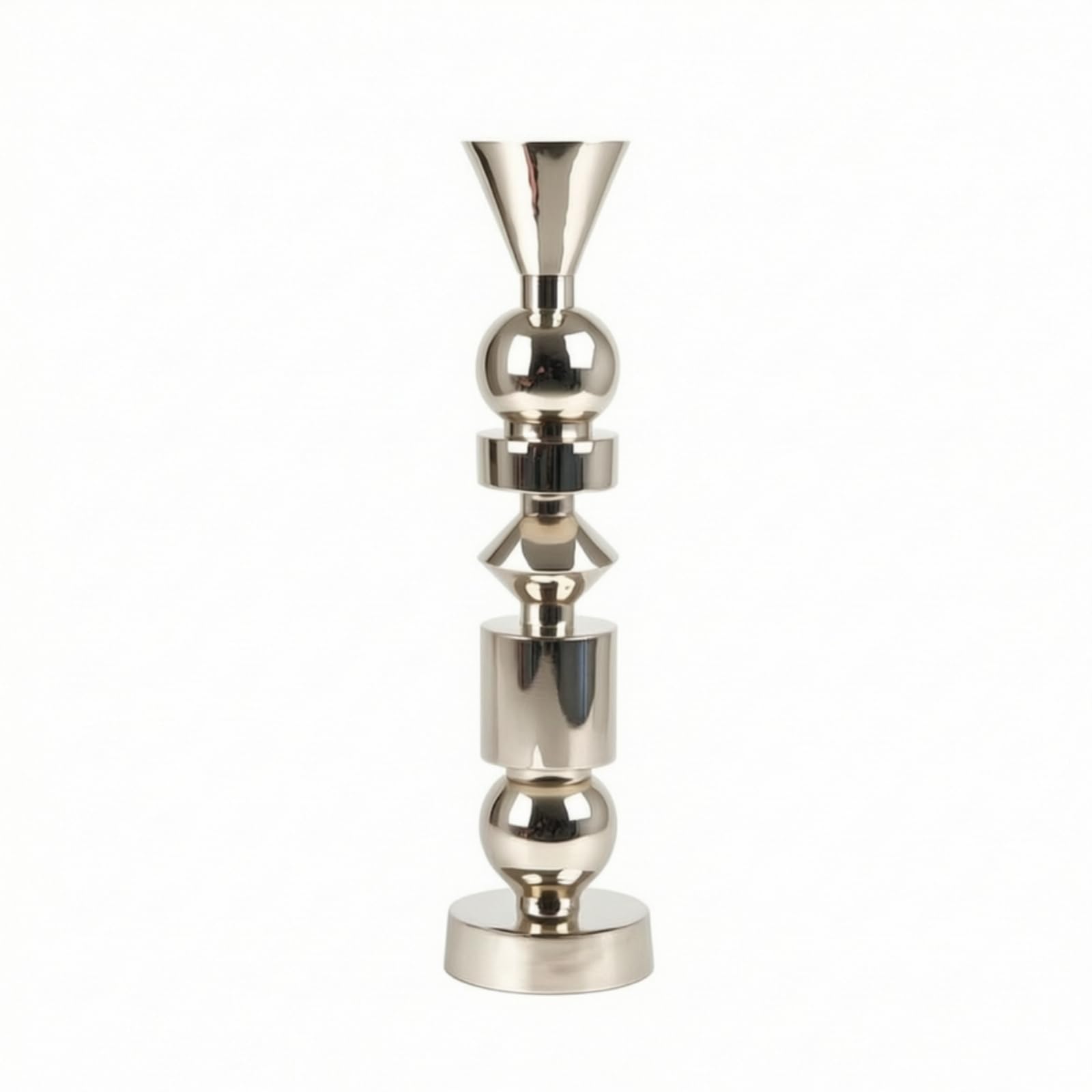 Bougeoir en Aluminium Sculptural Bougeoir avec Base Lestée Métallique Luminaire pour Hôtel, Size to 1, Grand