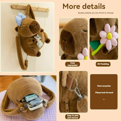 Image of Bow Bowknot Orange Flower Lollipop Cute Plush Backpack Kawaii Cartoon Design for Women Ita Bag (Chicken leg)