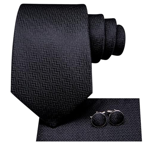 Image of Dubulle Mens Tie Set Solid Paisley Silk Striped Necktie for Men with Cufflinks Tie and Pocket Square