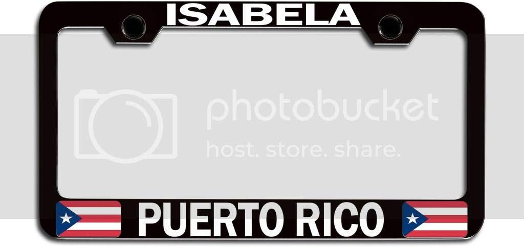 Makoroni - Isabela Puerto RICO Puerto Rico Rican Black Metal License Plate Frame Tag Holder, #p7