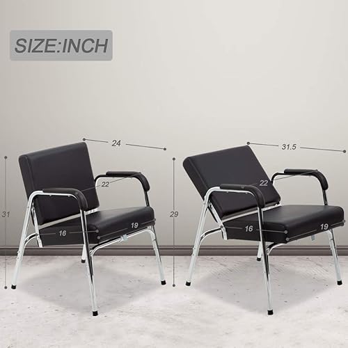 Miniatura 3 de Nueva silla de champú reclinable de moda moderna negra para peluquería de spa y salón de belleza