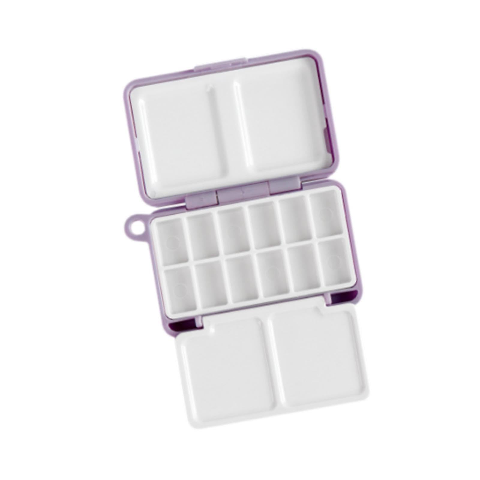 Colaxi Watercolor Palette Case Travel with Mixing Area with Lid Mini Paint Box Gouache Mixing Tray for Graffiti Nail Art Acrylic Painting, Portable 12 Colors Paint Palette Box for Adults Kids, Violet