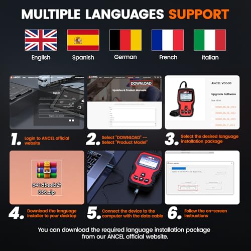 ANCEL VD500 OBD2 Diagnosegerät für VW/für Audi/für Skoda/für Seat, Fehlercodes Auslesen und Löschen Motor EPB ABS SRS OBD Öl TPS Zurücksetzen Reset Tool in Deutsch