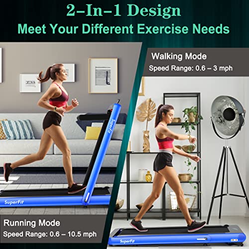 Image of Goplus 2 in 1 Folding Treadmill, 4.75HP Superfit Under Desk Electric Treadmill with APP Control, LED Touch Screen, Blue Tooth Speaker, Remote Control, Walking Jogging for Home Office