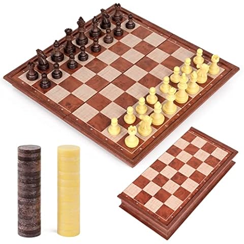 Peradix Schachspiel Magnetisch Dame Spiel 2 in 1 Klappbar Schachbrett Schach Schachbrett für Familie Geschenk Reisen Cover