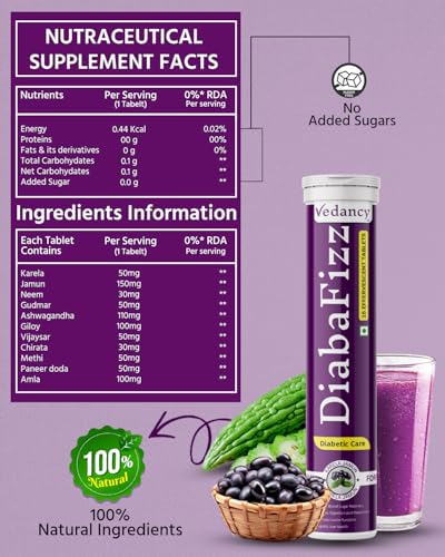 Image of DiabaFizz Karela Jamun Fizz Effervescent Tablets - 15 Tablets | Helps in Blood Sugar Management | Promotes Healthy Glucose Levels | Boosts Digestive Health | Pack of 1