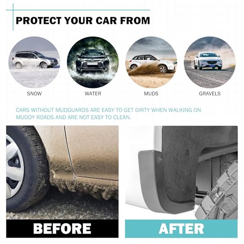 Image of Mud Flaps Delete Compatible with 2026 Ford F150 2WD /4WD Accessories 2021-2025 All Weather Fender Guard Mudguards Sediment Protection No Need to Drill Holes Compatible with Ford F150 Accessories