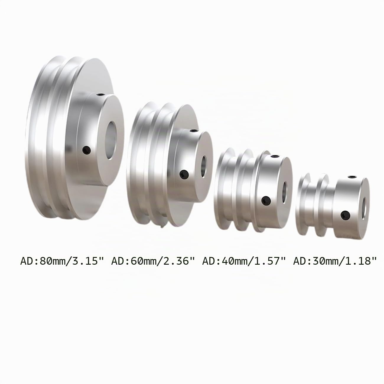 CHANCS Aluminiumlegierung Doppelriemenscheibe Keilriemenscheibe 60mm OD 19mm fester Durchmesser Riemenscheibe für Motorwelle 6mm(1/4") PU Rundriemen