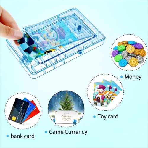 Skylety 5 Pcs Money Puzzle Box Gift Card Box Plastic Puzzle Card Holder Fun Maze Intellectual Pinball Machine Game for Teens and Adults Birthday Party Favors(Blue) - Thumbnail 5