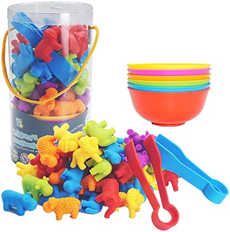 ABCaptain Counting Animal Matching Game with Sorting Cups, Color Classification and Sensory Training Preschool Educational Learning Toys Set Gift for Toddlers Kids Boys Girls Ages 3 4 5 6 +