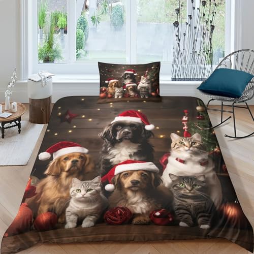 Housse de couette chat chien fermeture éclair pour éviter la couette qui glisse - 2