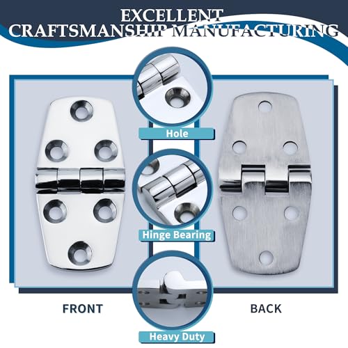 SHENGHUISS Stainless Steel Marine Hinge - Heavy Duty Boat Hatch Hinge, 3 Inch, 4 Pack with Screws for Doors/Windows/RVs by SHENGHUISS - Used condition - Image 2