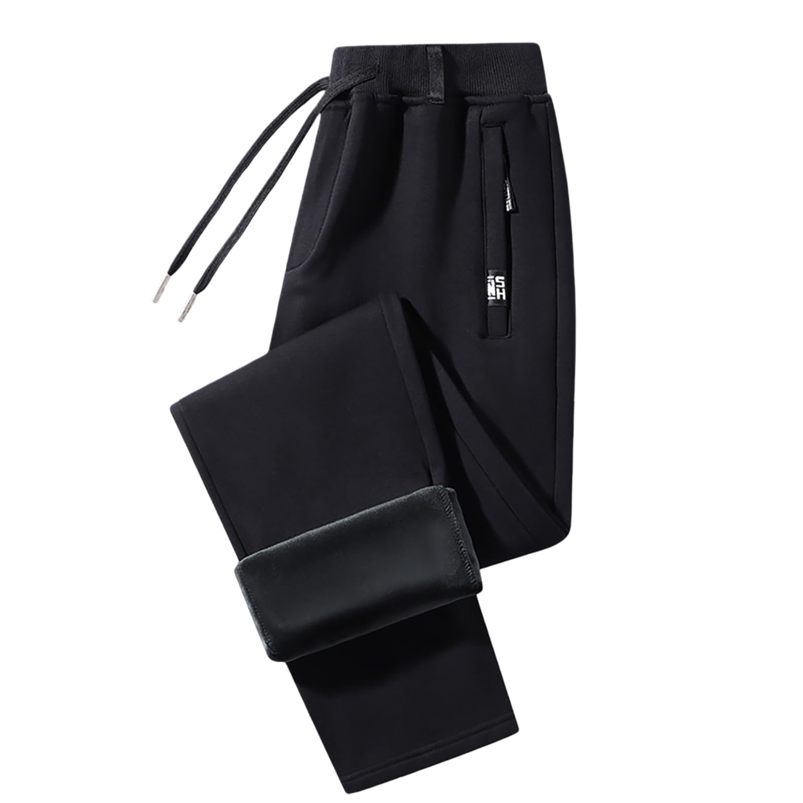 Generisch Pantaloni da jogging termici da uomo, in cotone, per il tempo libero, comodi, imbottiti, morbidi e spessi, in pile