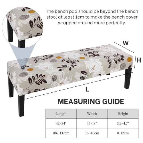 Image of SearchI Dining Bench Cover, Stretch Washable Long Bench Seat Covers, Rectangle Dining Table Bench Slipover for Dining Room, Living Room, Kitchen(Big Flower)