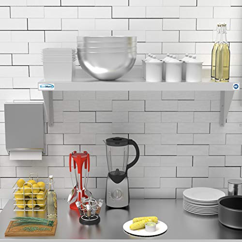 Image of KoolMore NSF Stainless Steel Wall Mount Shelf - Industrial Grade Metal Shelf for Commercial Restaurant Kitchens 12 x 36