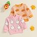 SAYOO Toddler Baby Boy Girl Halloween Outfit Ghost Pumpkin Embroidery Waffle Knitted Sweatshirts Pullover Kids Fall Clothes (Pink, 12-18 Months)