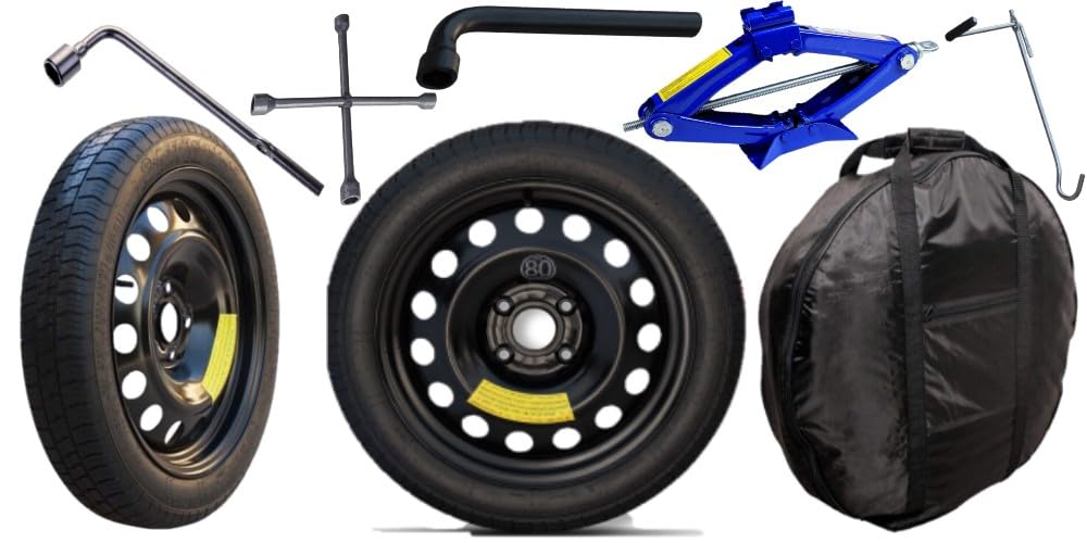 Ruotino di scorta 16" Dacia Sandero Stepway III 4 Fori Pneumatico 125/80R16 DOT 2025-2026 Kit Completo con Cric Chiave Sacca Emergenza Auto Pronta Consegna