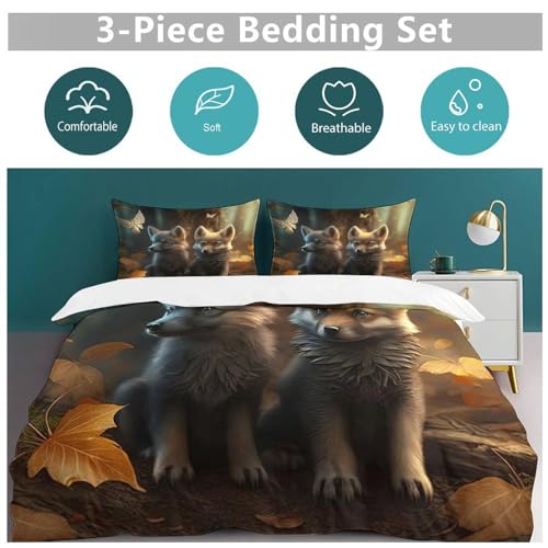 Parure de lit loup 3D microfibre de qualité supérieure - 6