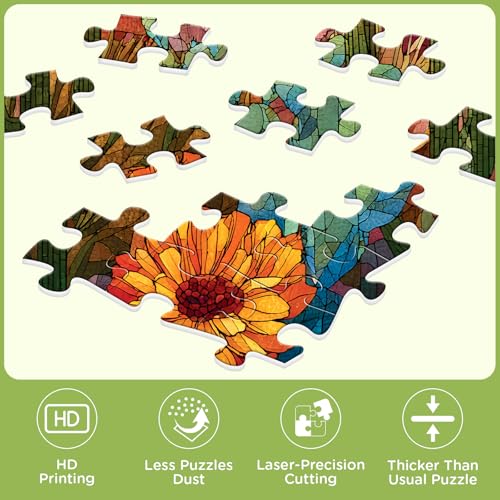 500 Piece Puzzles for Adults, Stained Glass Desert Landscape Jigsaw Puzzle | Colorful Cactus and Mountain Scene Puzzles miniatura 5