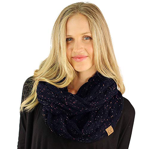 C.C Confetti Soft Chunky Pullover Knit Long Loop Infinity Hood Cowl Scarf Navy by SK Hat Shop2
