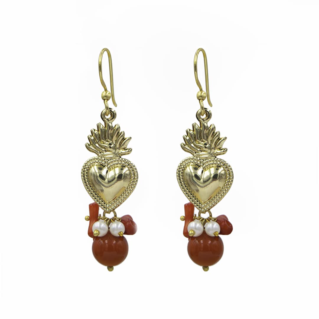 MARARDIPendientes Mujer Italianos Cerámica de Caltagirona [Corazón] Largos Handmade Joyería Italiana Originales Elegantes para Diario Bodas Eventos Ocasiones Especiales