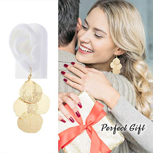 Bohemian Boho Filigree Leaf Chandelier Dangle Earrings for Women – Handcrafted Delicate – 14K Gold Plated – Lightweight3