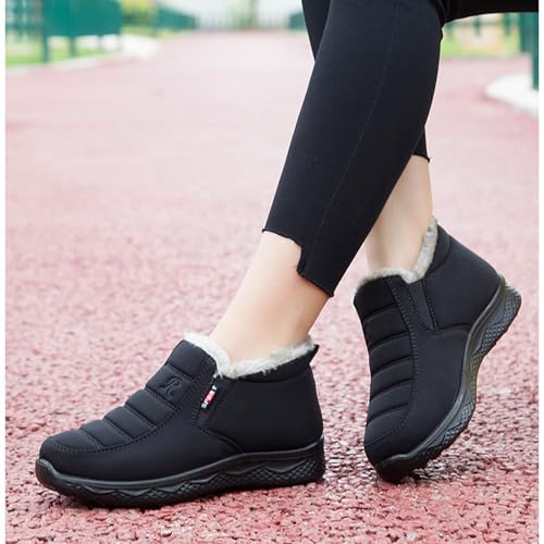 Snow Boots for Women Winter Warm Sheepskin-lined Waterproof Non Slip Orthopedic Shoes Ankle Sneakers with Arch Support Outdoor Slip on Barefoot Shoes Lightweight Thermal Soft Walking Booties2
