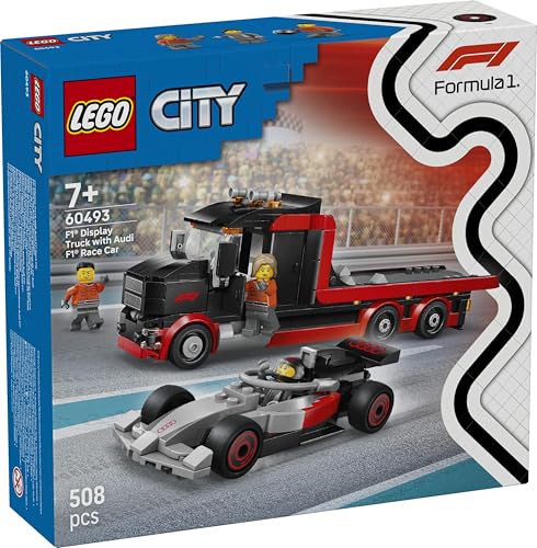 Image of LEGO City F1 Display Truck with Audi F1 Race Car - Toy Car Building Kit - 60493