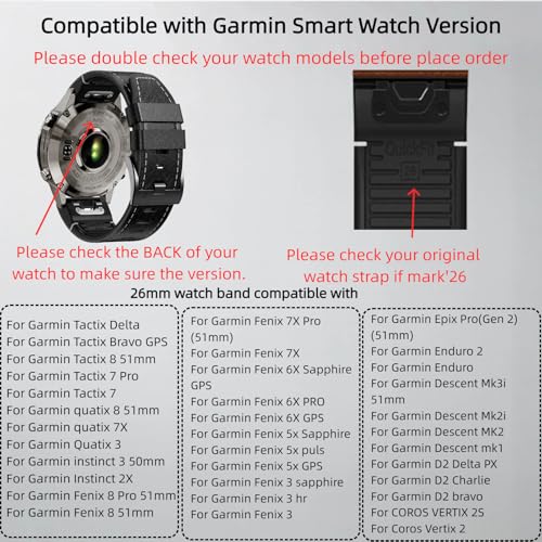Correa de Cuero 26mm para Garmin con Forro de Silicona miniatura 6