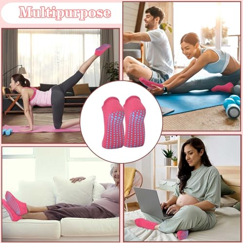 Image of ELUTONG Pilates Non Slip Grip Socks for Women 1-4 Pairs Yoga Barre Ballet Workout Hospital Grippy Sock