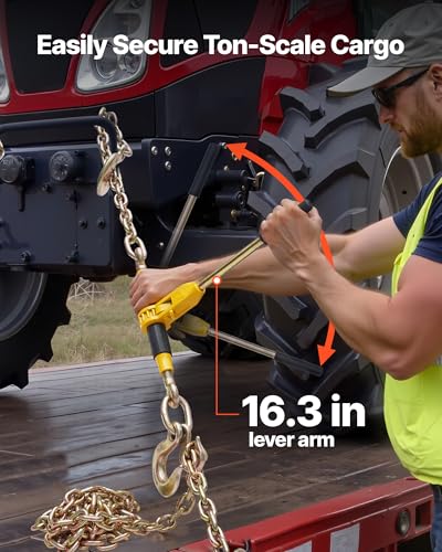 Image of VEVOR Ratchet Chain Binder, 9200 lbs Working Load, Chain Binders Compatible with 3 /8 in - 1 /2 in Chains, Heavy Duty Ratchet Load Binder with Handles for Truck, Tie Down, Hauling, Towing, Logging